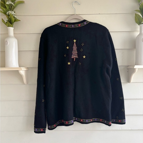 Bechamel Christmas Trees and Stars Wool Zip Up Sweater Size XL - Picture 10 of 13